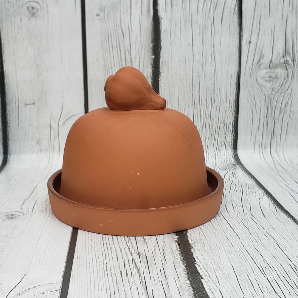 PIC Terra Cotta Garlic Keeper Covered Dome With Holes On Side